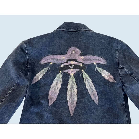 Vintage JORDACHE Hand Painted Denim Jacket Blazer Coat 80s / 90s Sz M - Picture 6 of 8